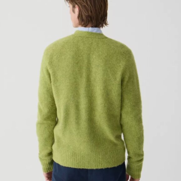 J. Crew Brushed Wool V-Neck Cardigan Sweater Pockets Green Apple Medium - Picture 4 of 13